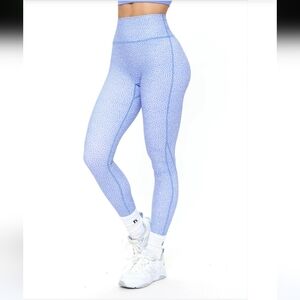 Buffbunny Collection Legacy Leggings Azul Bossy Print Blue White Leopard XL